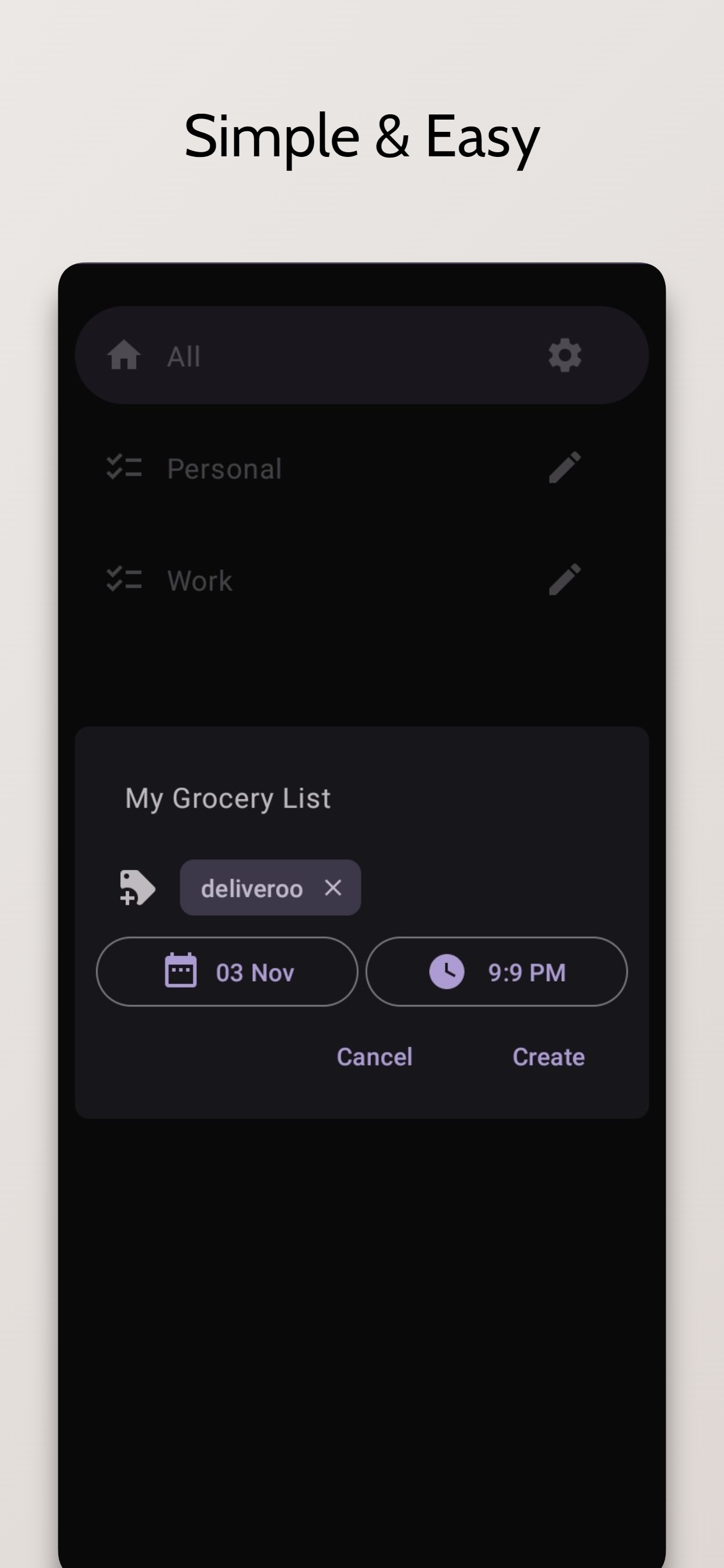 Create lists fast screenshot