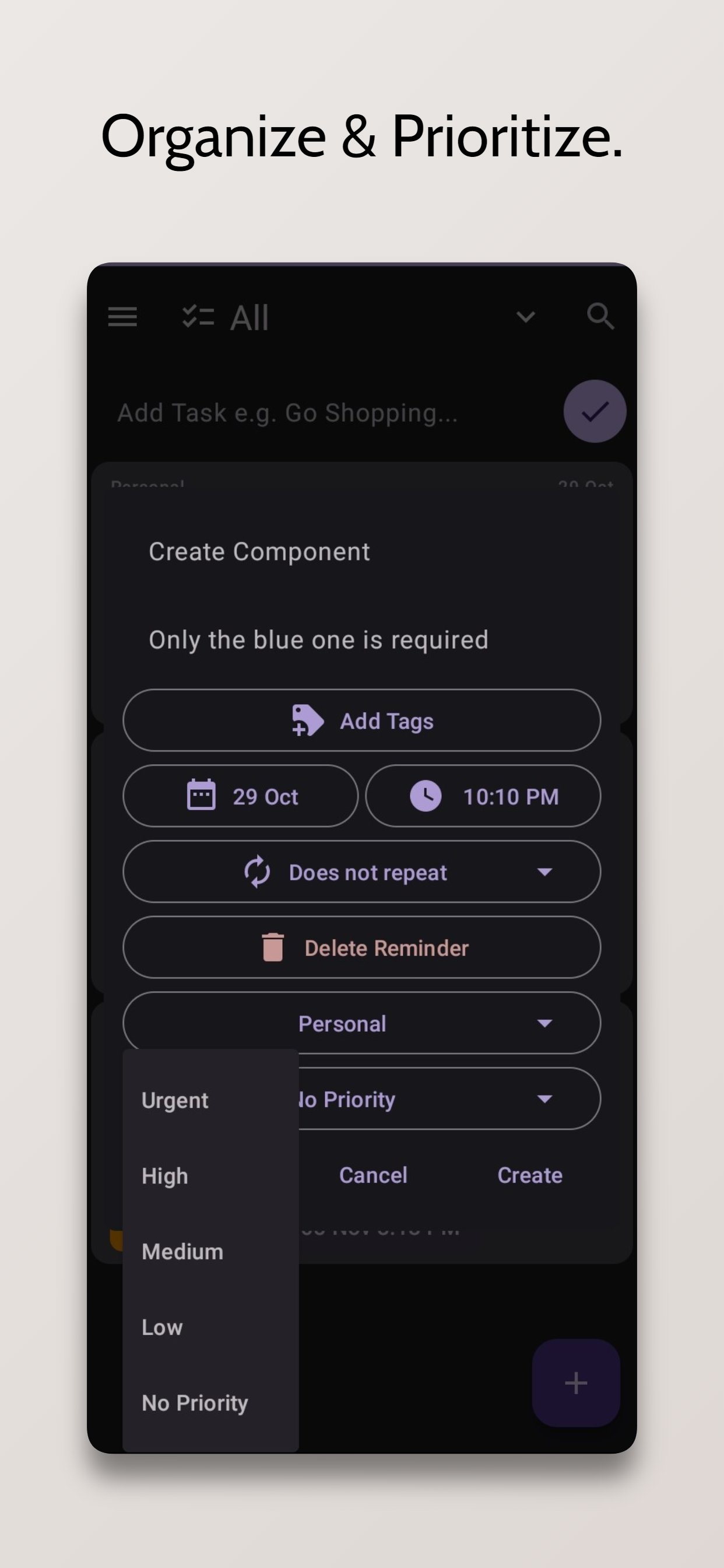 Organise and prioritise screenshot